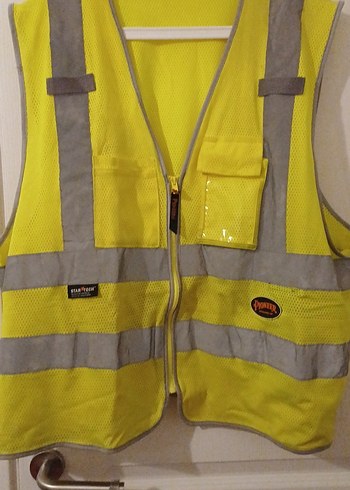 Sarı Gri Reflektörlü Fermuarlı Erkek Yelek - Görsel 5