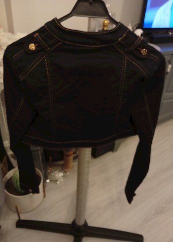 Siyah Fermuarlı Kadın Denim Ceket - Görsel 5