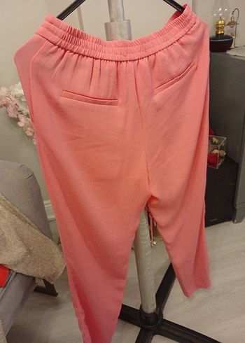 Pembe Midi Kadın Salaş Kumaş Pantolon - Görsel 3