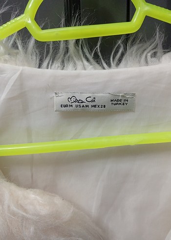 Beyaz Çift Katlı Suni Kürk Midi Ceket - Görsel 2