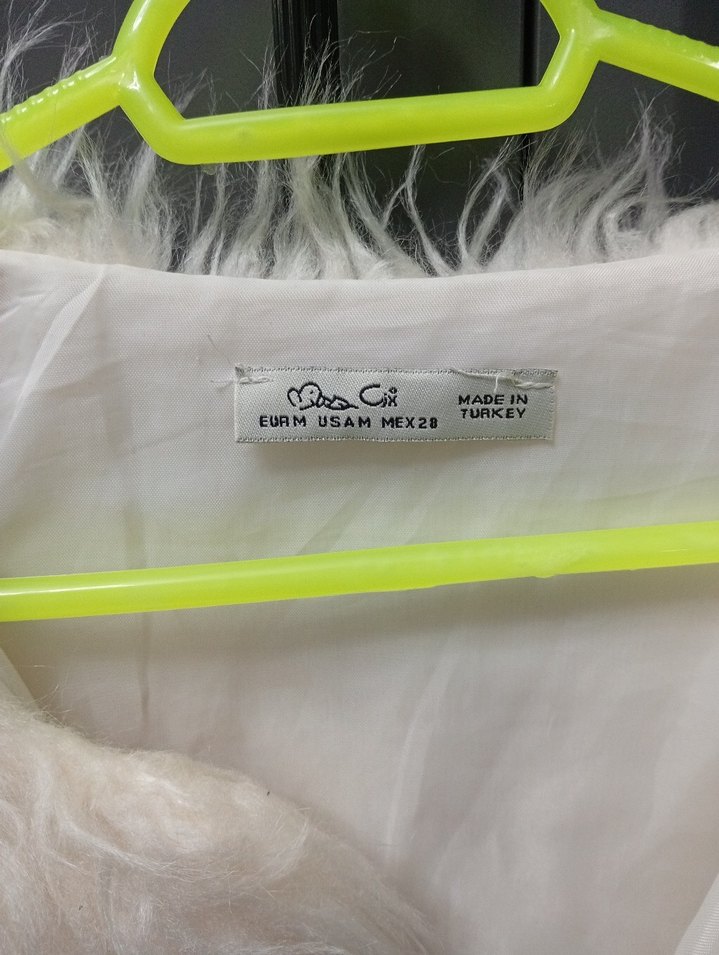 Beyaz Çift Katlı Suni Kürk Midi Ceket - Görsel 2