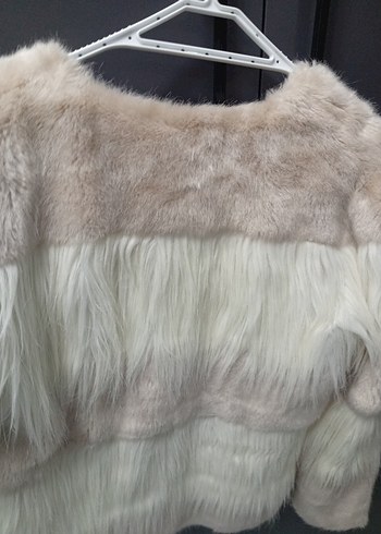 Bej Midi Kadın Suni Kürk Ceket - Görsel 5