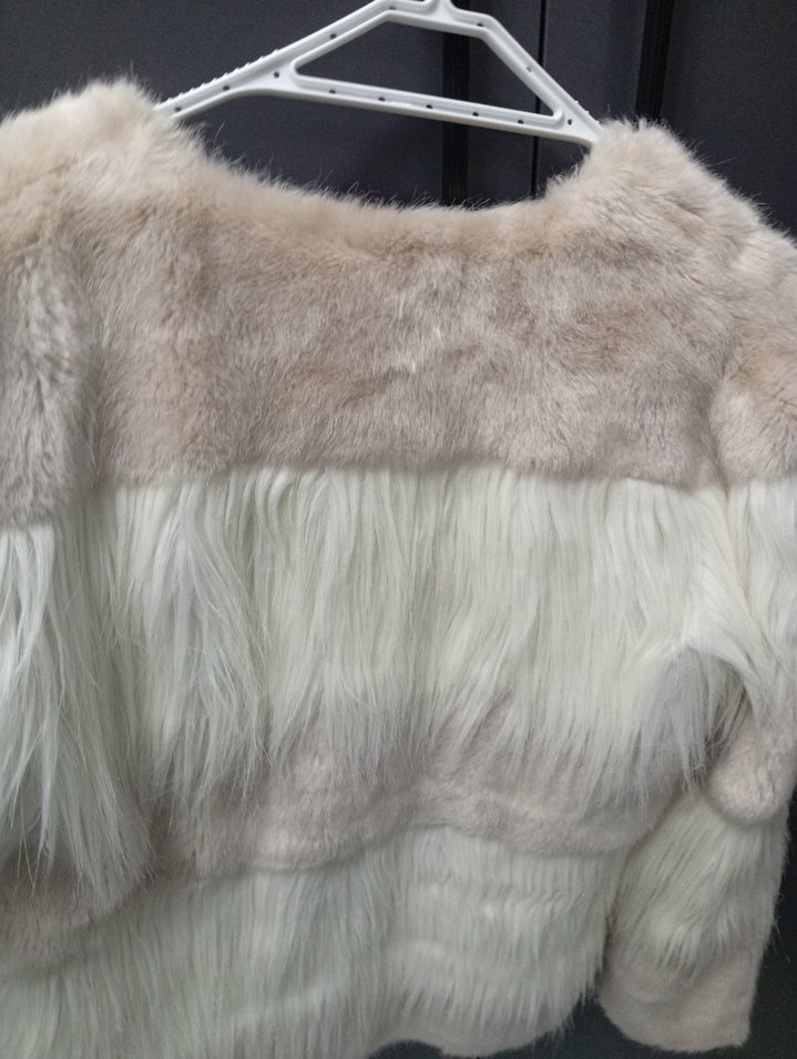 Bej Midi Kadın Suni Kürk Ceket - Görsel 5