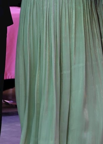 Kadın Yeşil Piliseli Uzun Elbise - Görsel 2