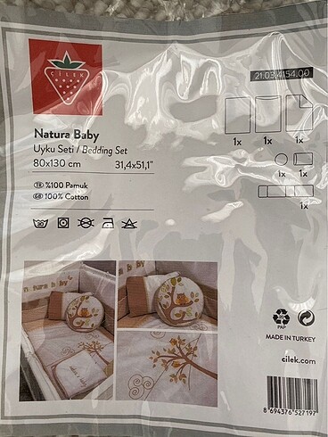 ÇİLEK NATURA BABY / Bebek Uyku Seti