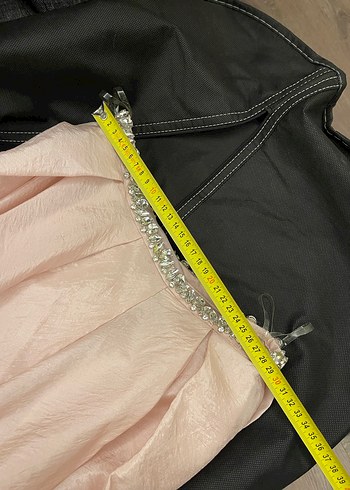 Pudra Uzun Drapeli Straplez Nişan Elbisesi - Görsel 12