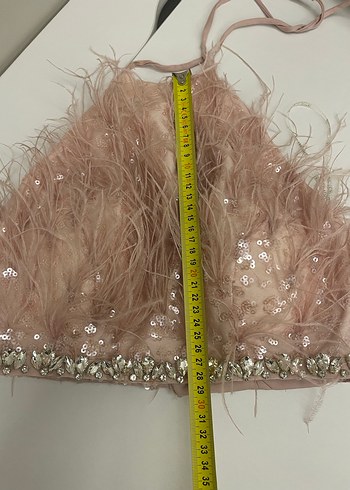 Pudra Uzun Drapeli Straplez Nişan Elbisesi - Görsel 11