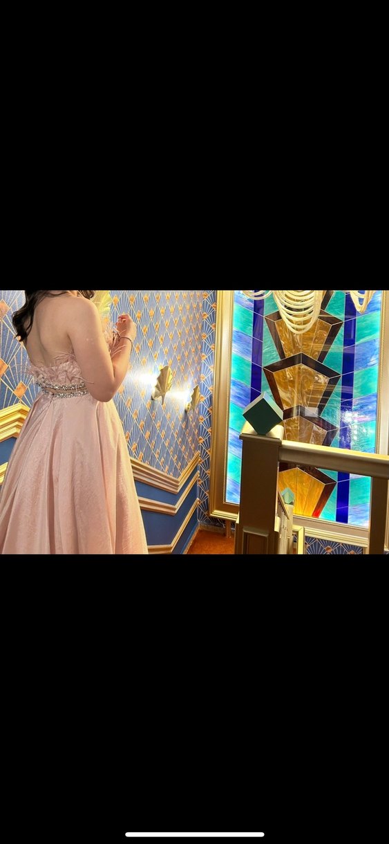 Pudra Uzun Drapeli Straplez Nişan Elbisesi - Görsel 4