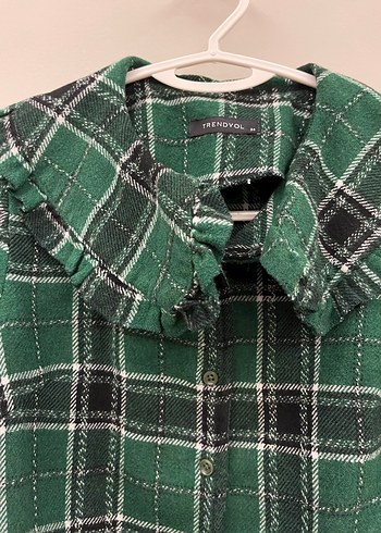 Düğmeli Yeşil Ekoseli Kadın Ceket - Görsel 5