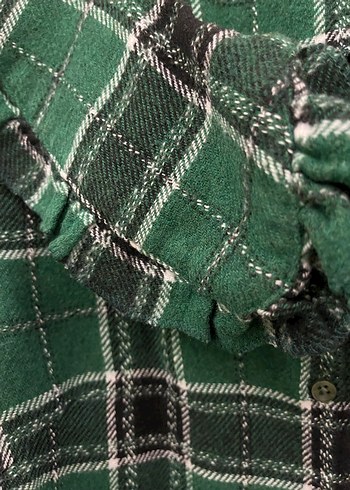 Düğmeli Yeşil Ekoseli Kadın Ceket - Görsel 4