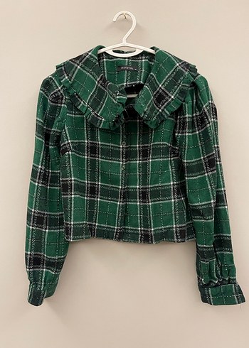 Düğmeli Yeşil Ekoseli Kadın Ceket - Görsel 2