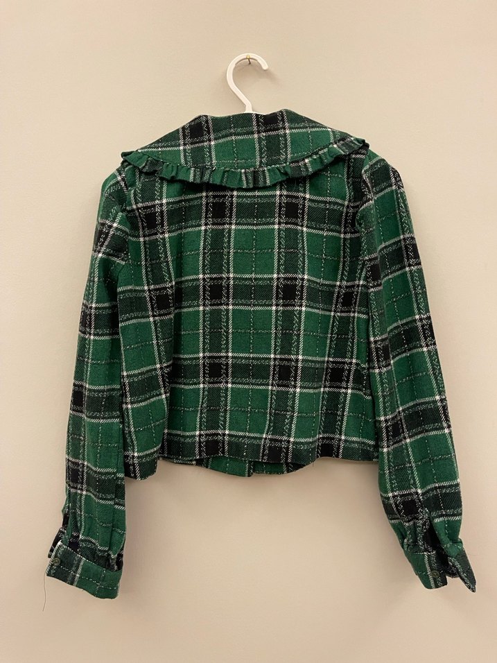 Düğmeli Yeşil Ekoseli Kadın Ceket - Görsel 3