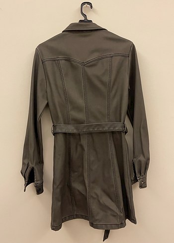 Kahverengi Deri Kemerli Kadın Elbise - Görsel 3