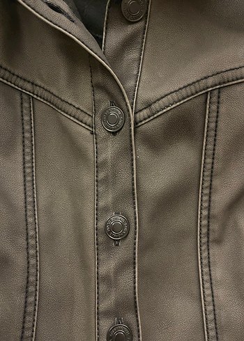 Kahverengi Deri Kemerli Kadın Elbise - Görsel 5