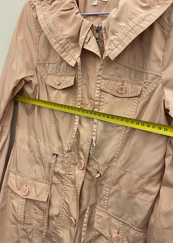 Bej Düğmeli Midi Kadın Trençkot - Görsel 7