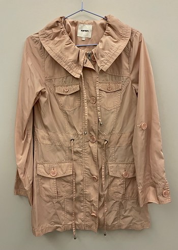 Bej Düğmeli Midi Kadın Trençkot - Görsel 2