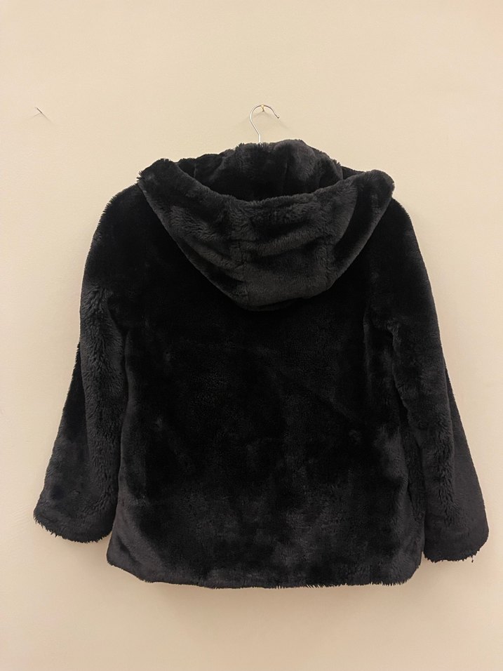 Siyah Kadın Mini Boy Kürk Mont - Görsel 3