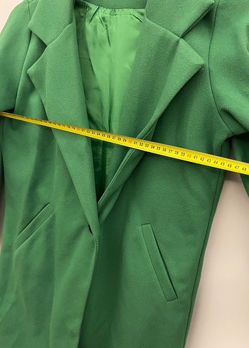 Düğmeli Yeşil Midi Kaşe Kadın Kaban - Görsel 3