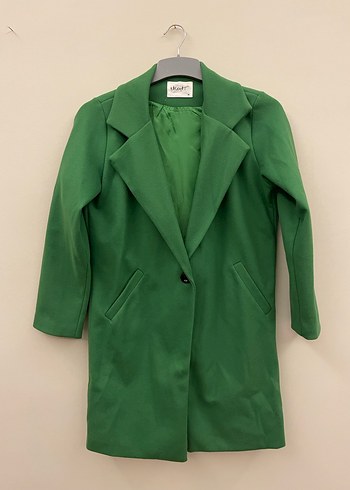 Düğmeli Yeşil Midi Kaşe Kadın Kaban - Görsel 2