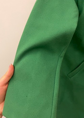 Düğmeli Yeşil Midi Kaşe Kadın Kaban - Görsel 6