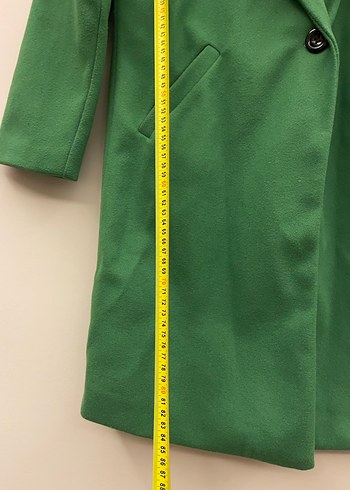 Düğmeli Yeşil Midi Kaşe Kadın Kaban - Görsel 4