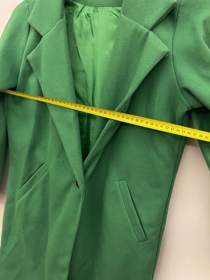 Düğmeli Yeşil Midi Kaşe Kadın Kaban - Görsel 3