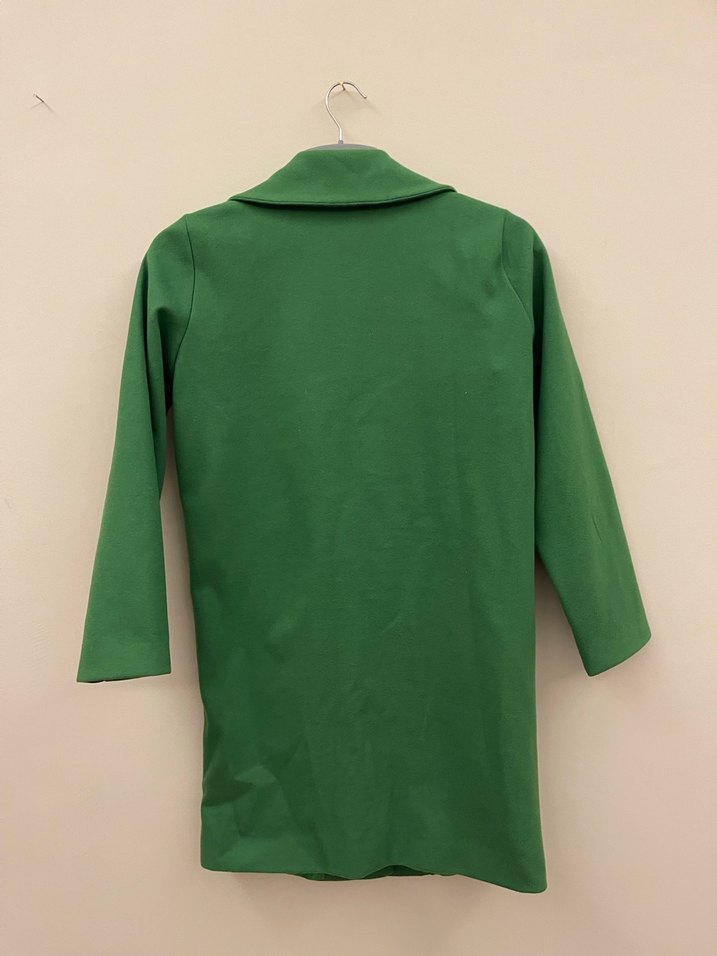 Düğmeli Yeşil Midi Kaşe Kadın Kaban - Görsel 5