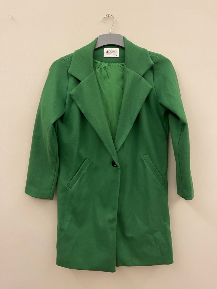 Düğmeli Yeşil Midi Kaşe Kadın Kaban - Görsel 2