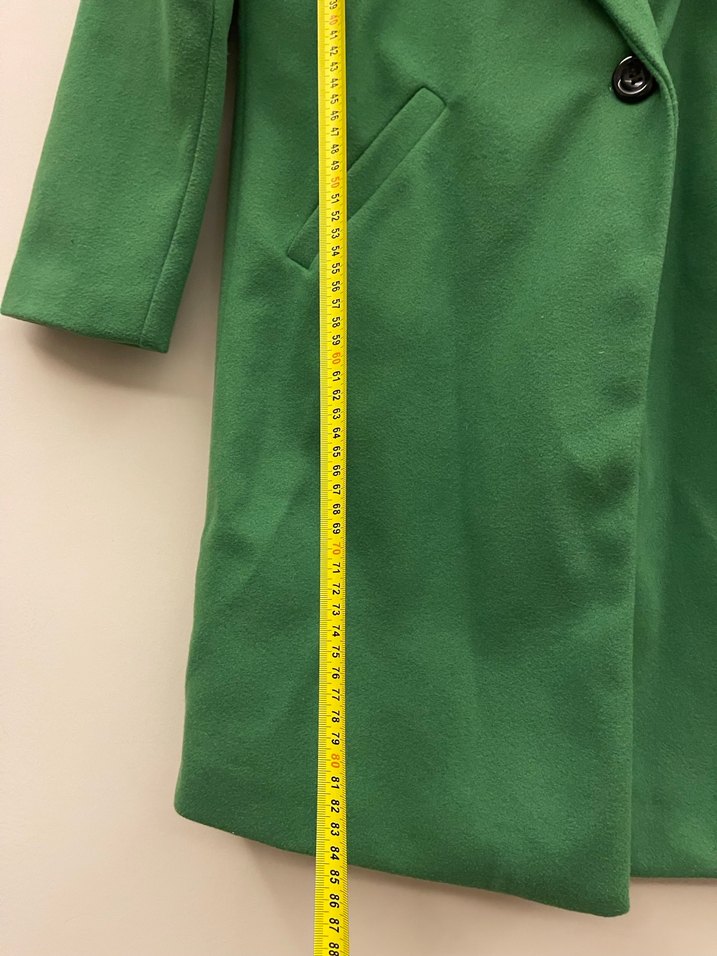 Düğmeli Yeşil Midi Kaşe Kadın Kaban - Görsel 4