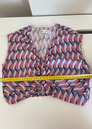 Zara Pilili Mini çocuk  V Yaka Kolsuz Üst - Görsel 6