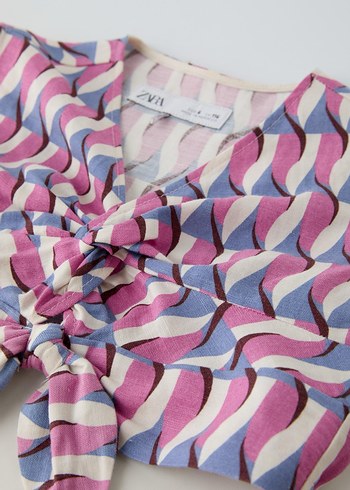 Zara Pilili Mini çocuk  V Yaka Kolsuz Üst - Görsel 2