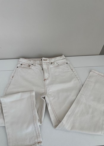 Bej Kadın Midi Boy Regular Fit Denim Pantolon