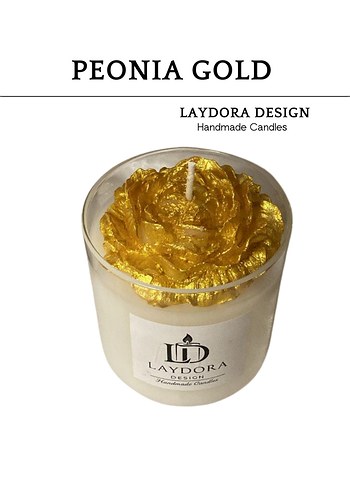 Beden Altın Renkli El Yapımı Peonia Mum