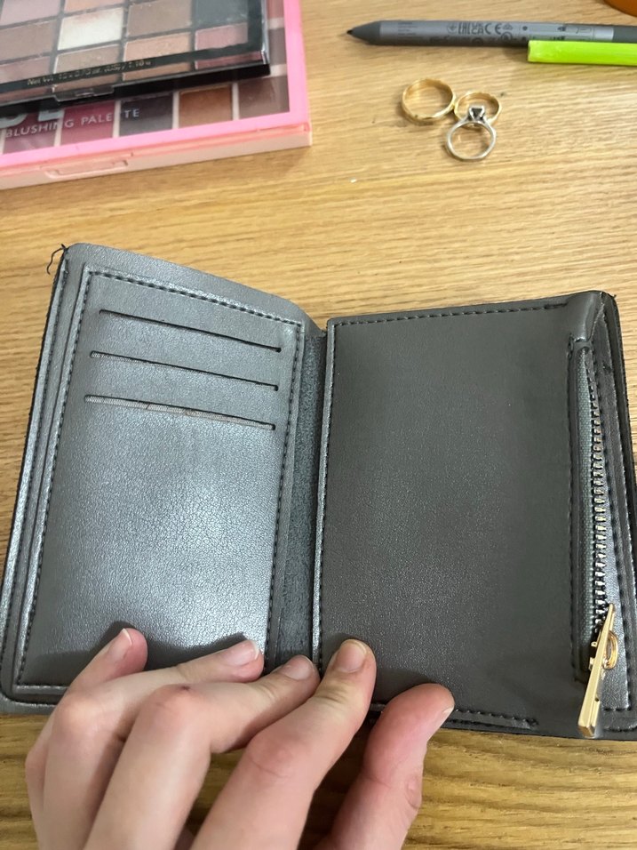 Gri Deri Kadın Cüzdanı Tokalı - Görsel 2