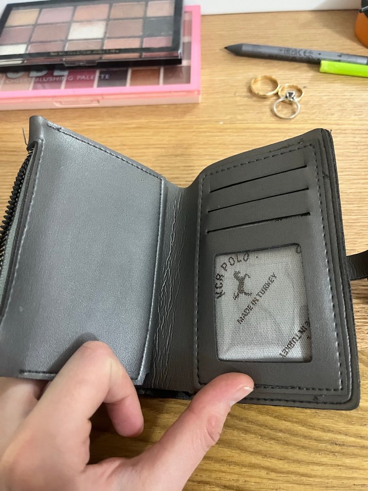 Gri Deri Kadın Cüzdanı Tokalı - Görsel 3