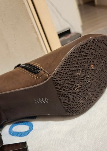 Kahverengi Deri Platform Topuklu Kadın Bot - Görsel 3