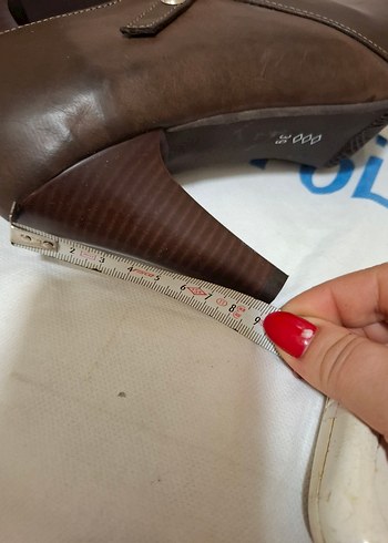 Kahverengi Deri Platform Topuklu Kadın Bot - Görsel 4