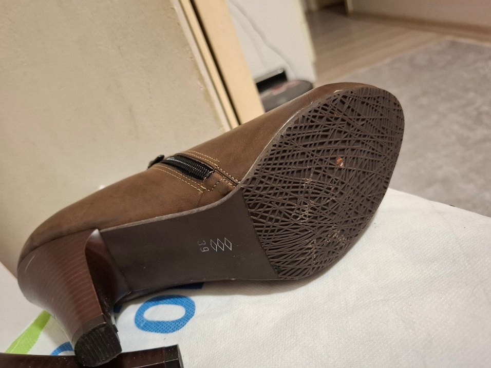 Kahverengi Deri Platform Topuklu Kadın Bot - Görsel 3