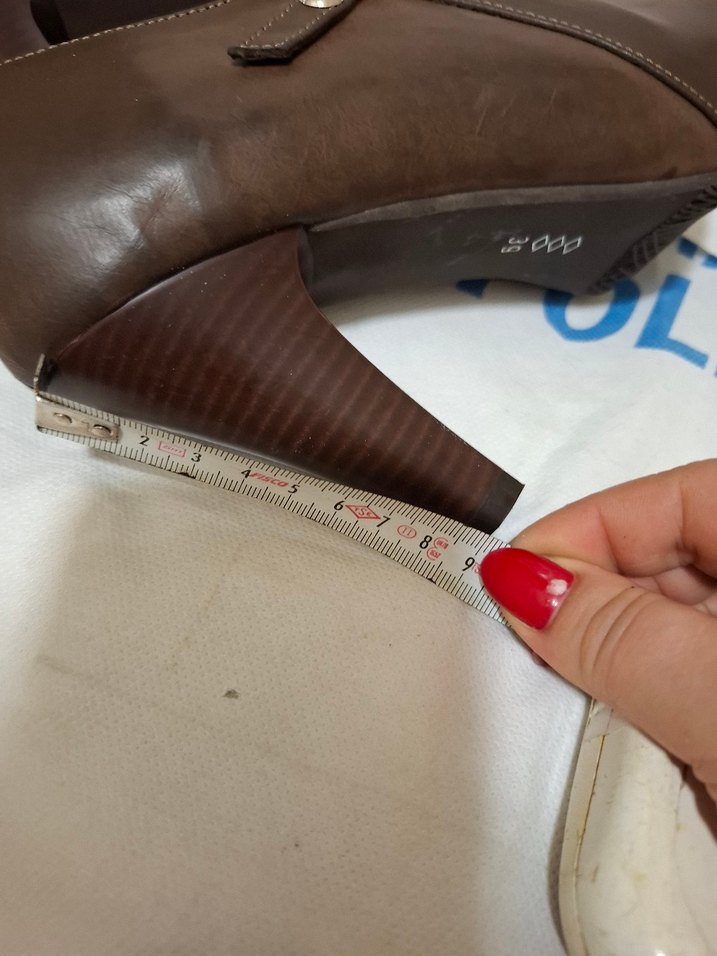 Kahverengi Deri Platform Topuklu Kadın Bot - Görsel 4