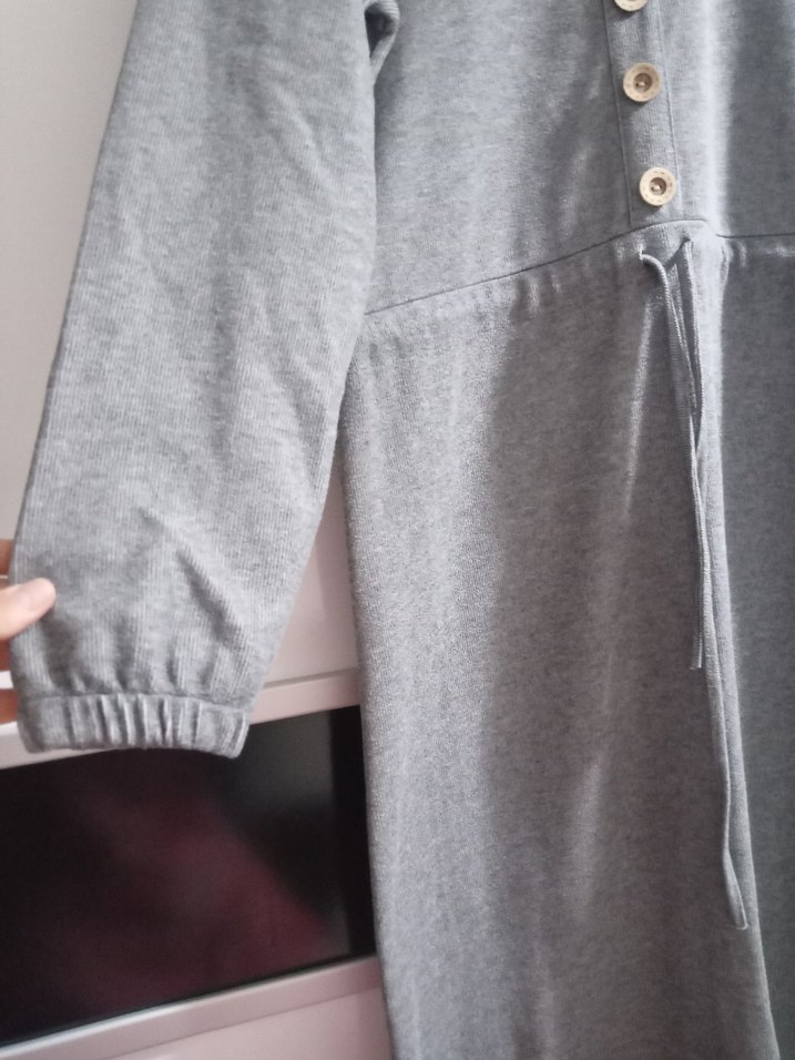 Düğmeli Gri Hamile Elbisesi - Görsel 2