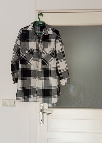 Gri Kareli Pamuklu Düğmeli Kadın Gömlek - Görsel 2