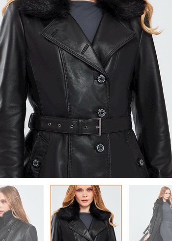 Siyah Deri Kemerli Uzun Trençkot - Görsel 6