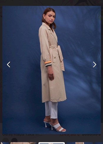 Bej Uzun Kadın Trençkot - Görsel 4