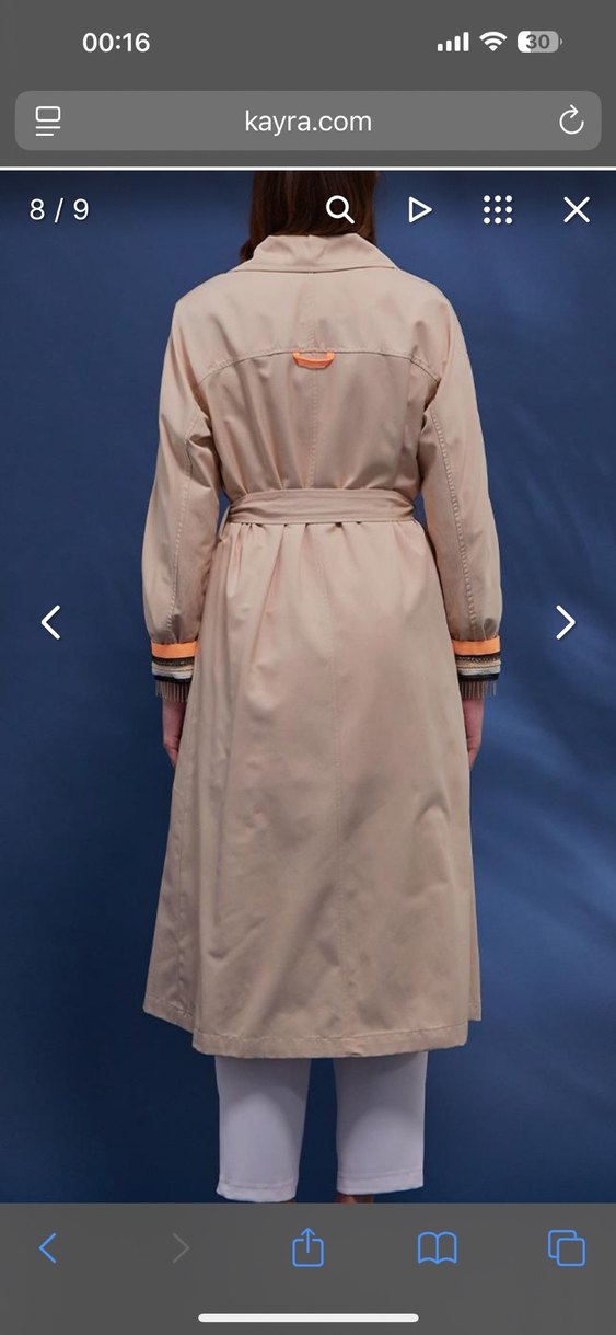 Bej Uzun Kadın Trençkot - Görsel 3