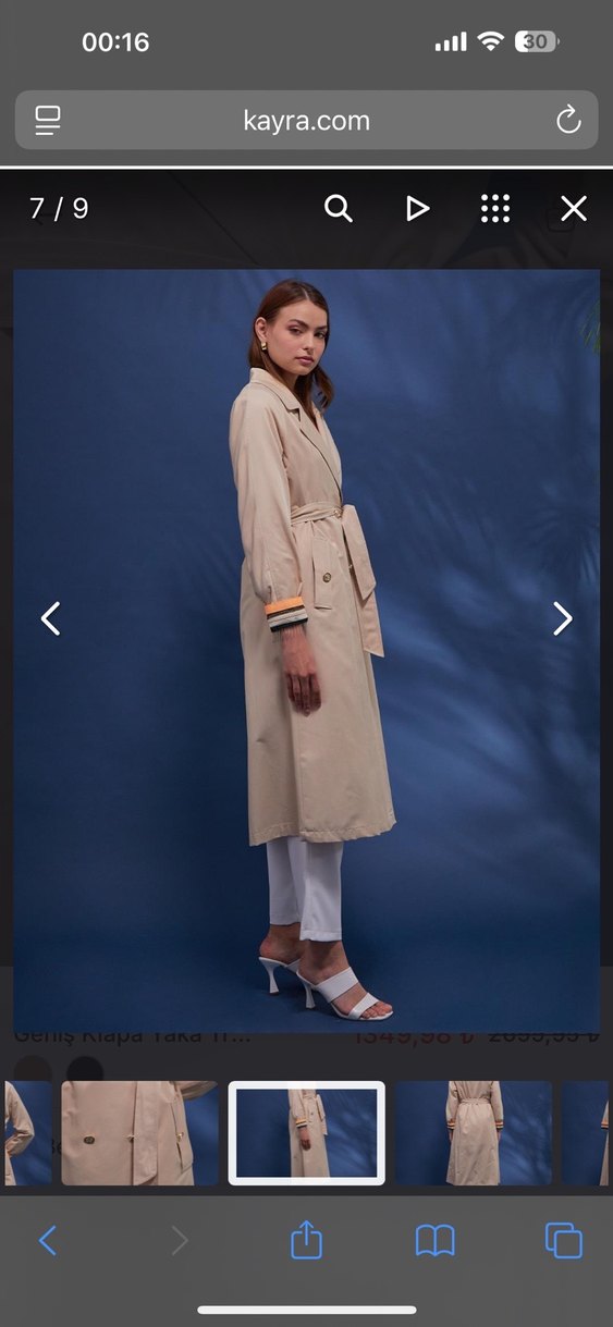 Bej Uzun Kadın Trençkot - Görsel 4