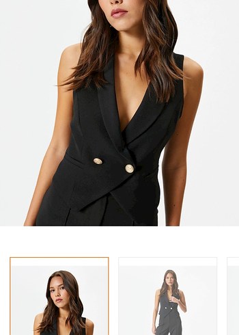 Kadın Siyah Kemerli V Yaka Yelek - Görsel 2