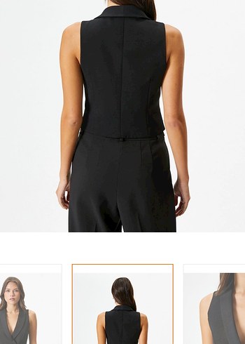 Kadın Siyah Kemerli V Yaka Yelek - Görsel 3