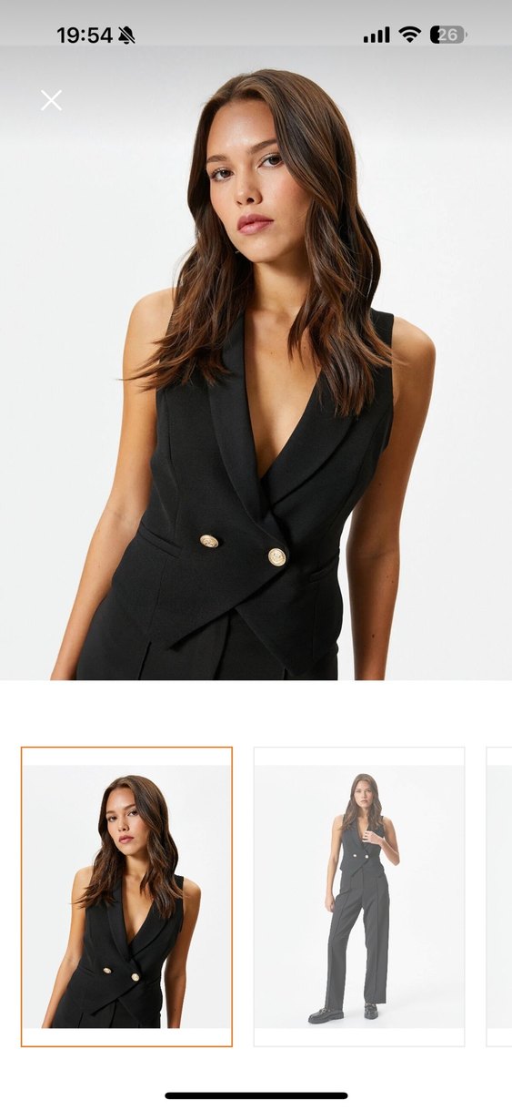 Kadın Siyah Kemerli V Yaka Yelek - Görsel 2