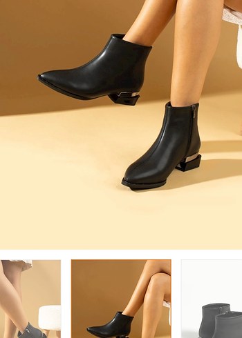 Siyah Deri Minimalist Topuklu Bot - Görsel 3