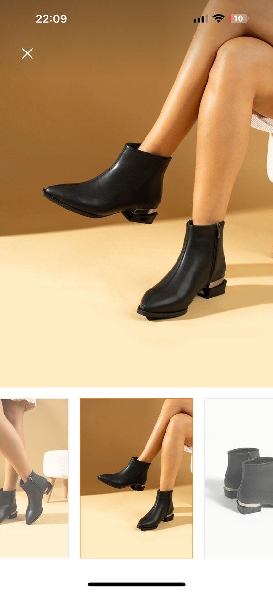 Siyah Deri Minimalist Topuklu Bot - Görsel 3